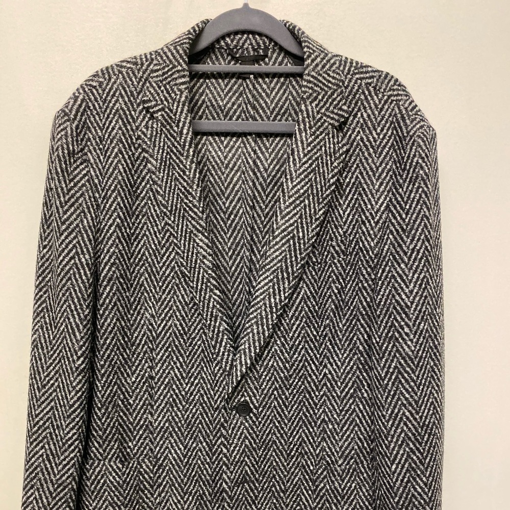 Hugo Boss Brushed Wool Blazer in Grey Herringbone